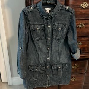 Chico’s Denim light jacket or blouse.